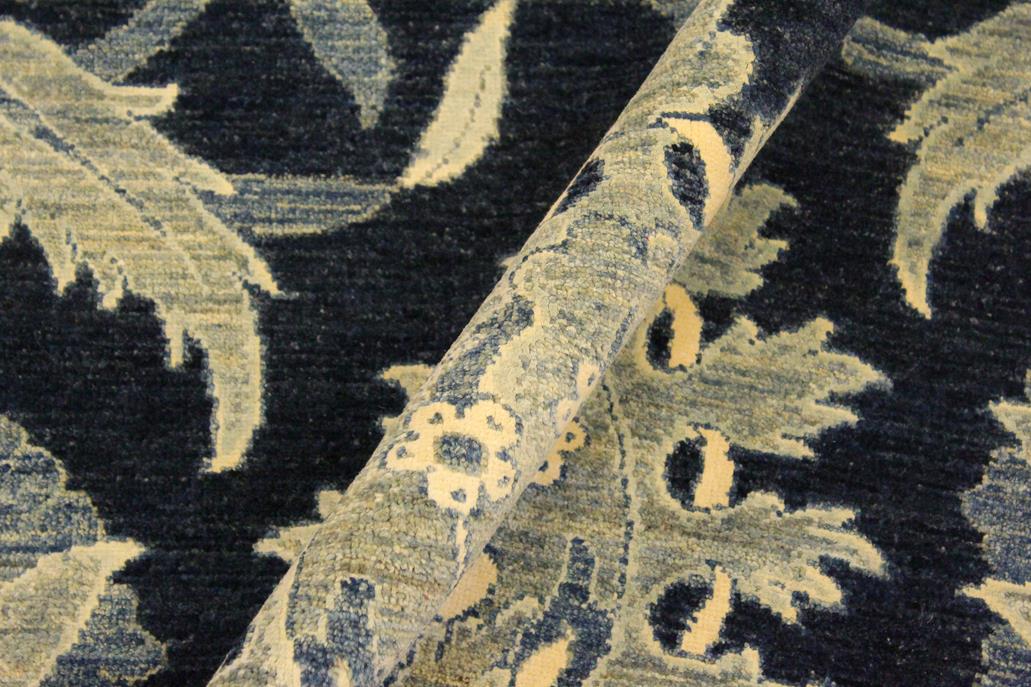 handmade Transitional Kafkaz Lt. Blue Blue Hand Knotted RECTANGLE WOOL&SILK area rug 10 x 14