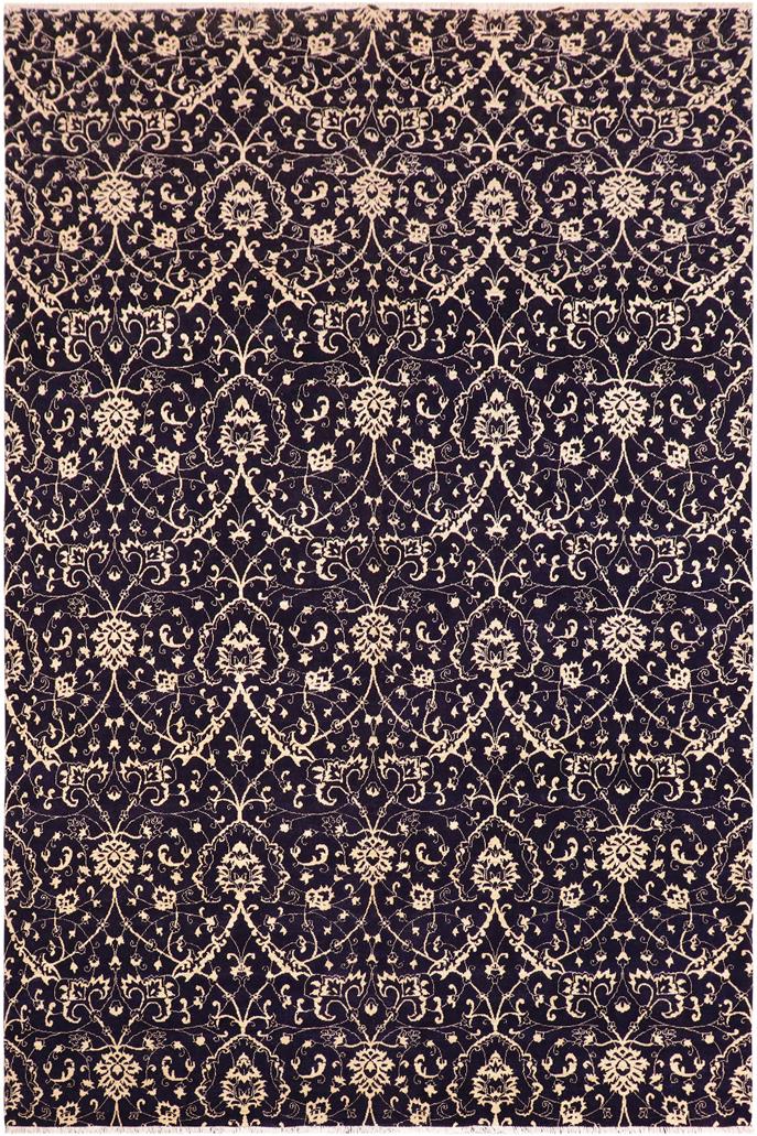 handmade Transitional Kafkaz Blue Beige Hand Knotted RECTANGLE 100% WOOL area rug 10 x 15