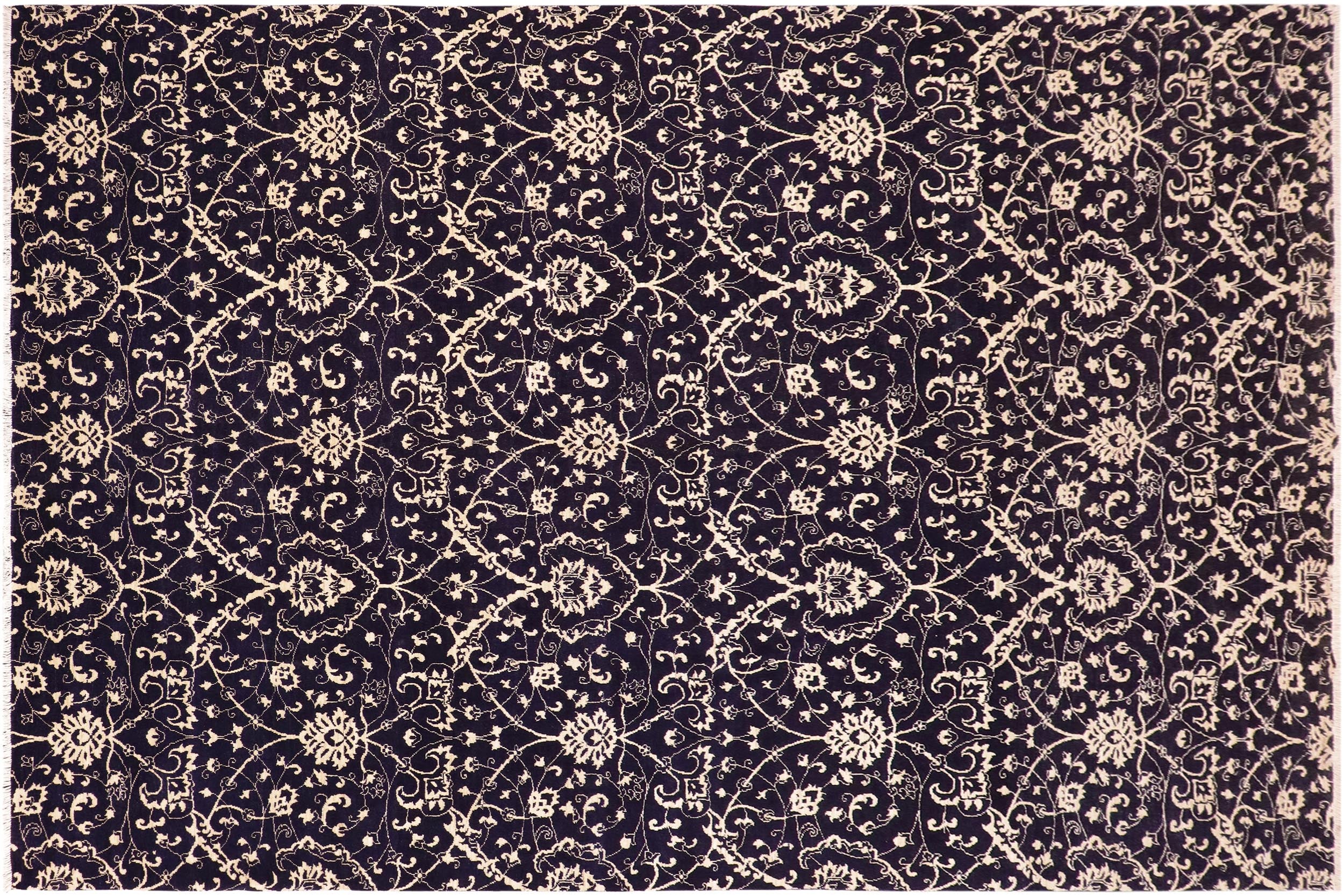 handmade Modern Kafkaz Blue Beige Hand Knotted RECTANGLE 100% WOOL area rug 10' x 15'