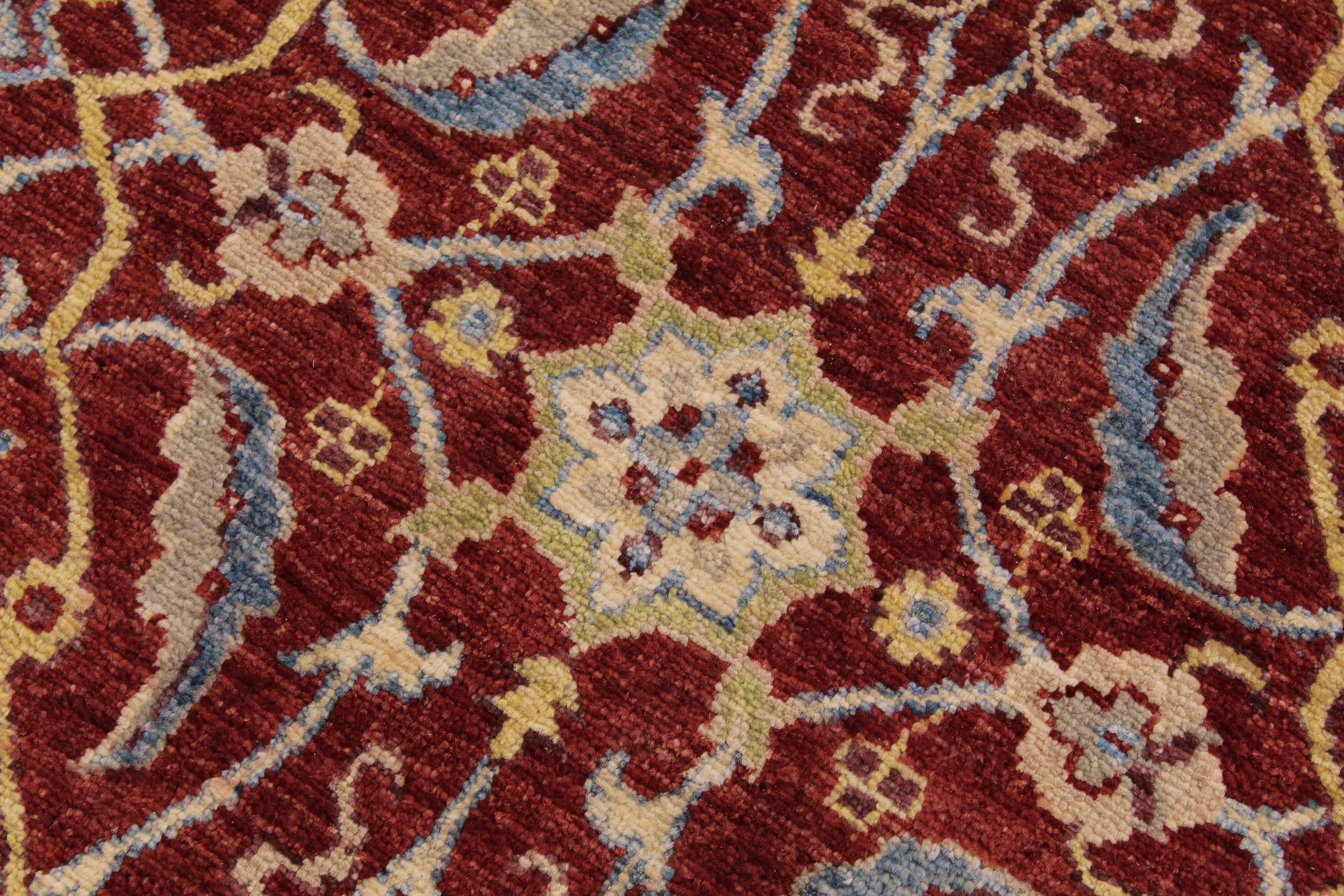 handmade Transitional Kafkaz Red Blue Hand Knotted RECTANGLE 100% WOOL area rug 9' x 11'