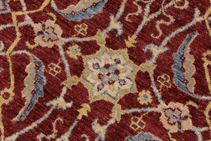 handmade Transitional Kafkaz Red Blue Hand Knotted RECTANGLE 100% WOOL area rug 9' x 11'