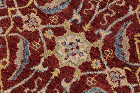 handmade Transitional Kafkaz Red Blue Hand Knotted RECTANGLE 100% WOOL area rug 9' x 11'
