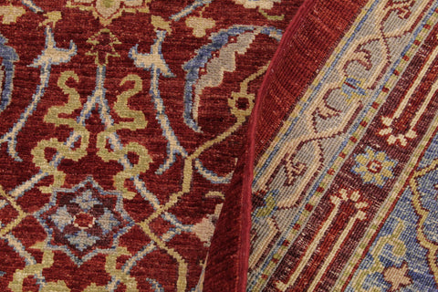 handmade Transitional Kafkaz Red Blue Hand Knotted RECTANGLE 100% WOOL area rug 9' x 11'