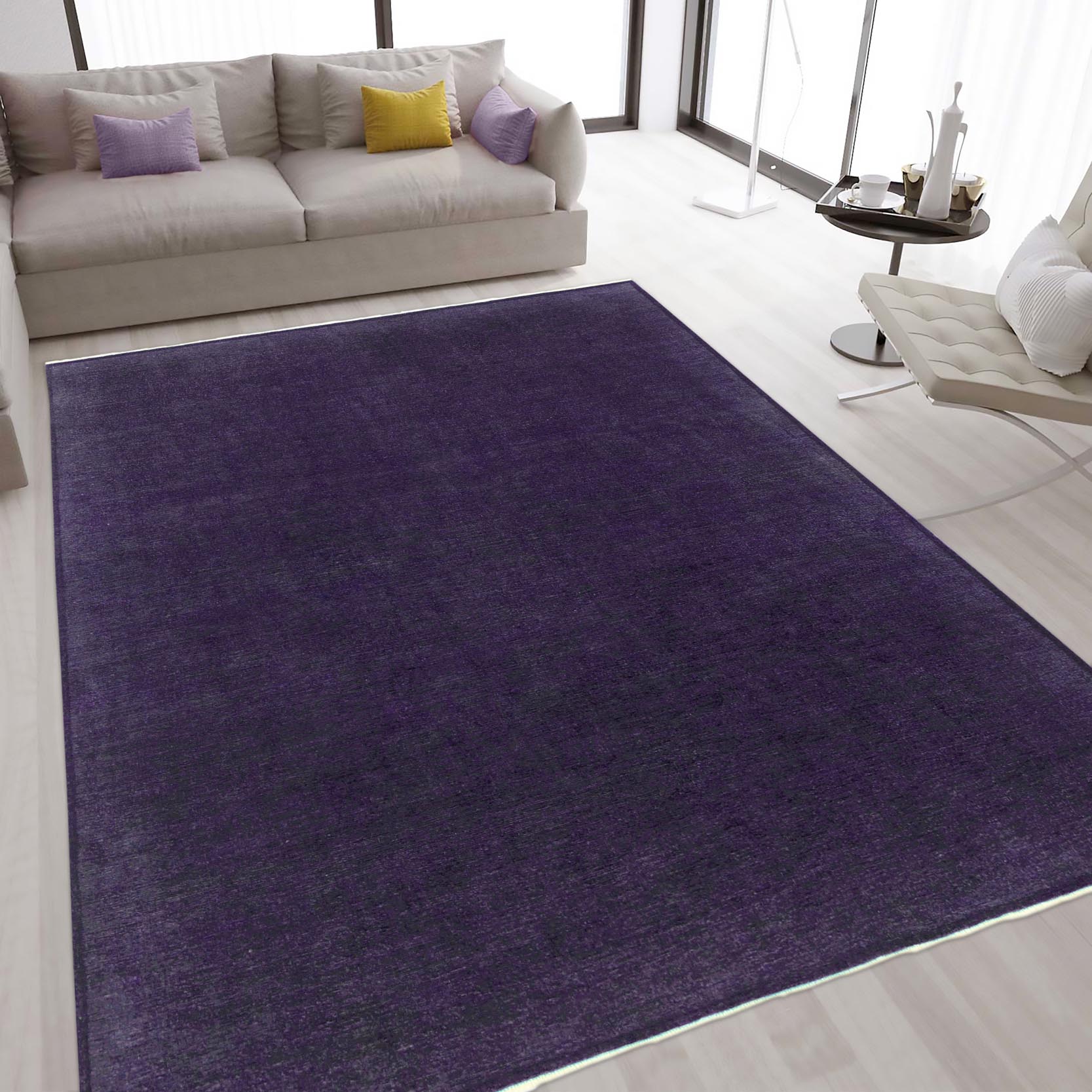 handmade Over Dyed Over Dyed Purple Purple Hand Knotted RECTANGLE 100% WOOL area rug 9' x 12'