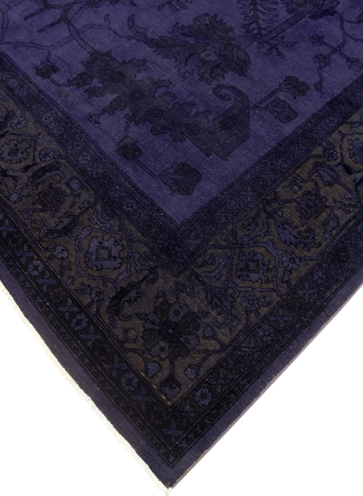 handmade Over Dyed Over Dyed Blue Blue Hand Knotted RECTANGLE 100% WOOL area rug 9' x 11'