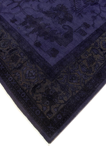 handmade Over Dyed Over Dyed Blue Blue Hand Knotted RECTANGLE 100% WOOL area rug 9' x 11'
