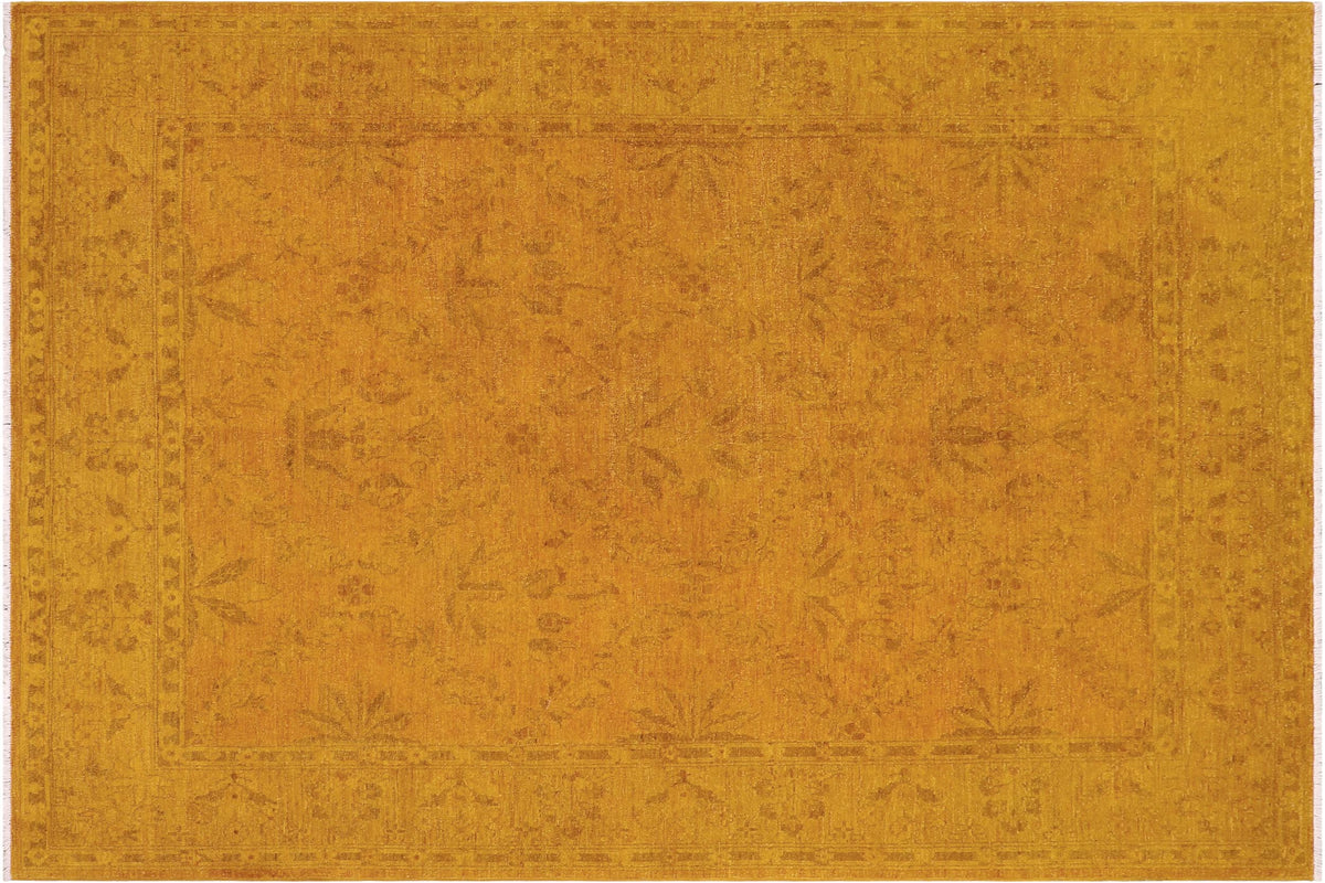 8x10 hand knotted overdyed wool rug in gold and yellow - Color Reform Mafalda