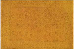 8x10 hand knotted overdyed wool rug in gold and yellow - Color Reform Mafalda