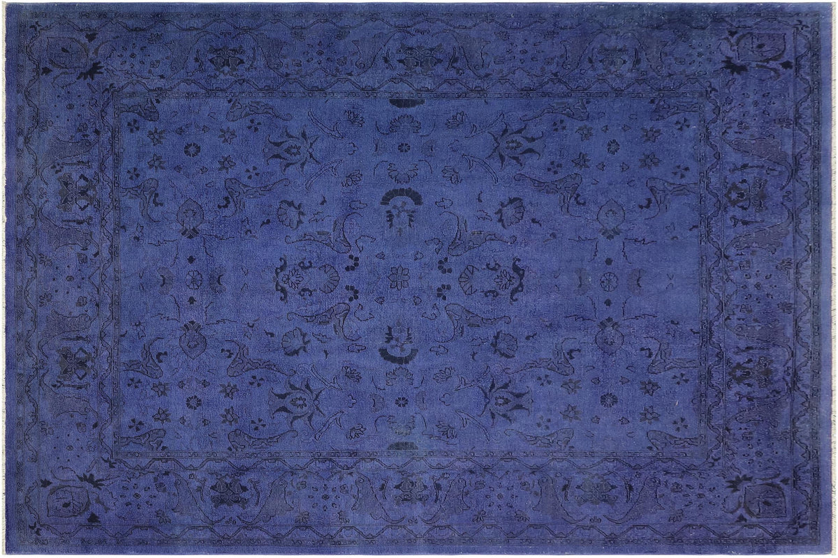 8x10 hand knotted overdyed wool rug in purple - Vintage Color Reform Logan