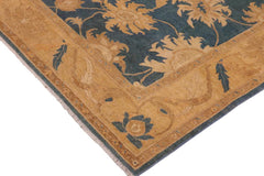 handmade Traditional Kafkaz Blue Gold Hand Knotted RECTANGLE 100% WOOL area rug 10 x 14