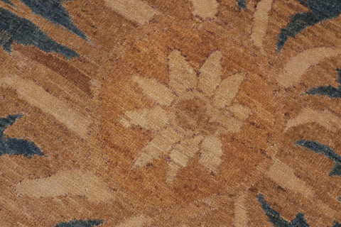 handmade Transitional Kafkaz Blue Gold Hand Knotted RECTANGLE 100% WOOL area rug 10' x 14'