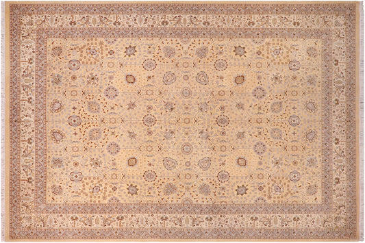 handmade Transitional  Lt. Gold Lt. Gold Hand Knotted RECTANGLE 100% WOOL area rug 10' x 15'