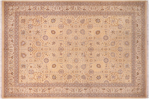 handmade Transitional  Lt. Gold Lt. Gold Hand Knotted RECTANGLE 100% WOOL area rug 10' x 15'
