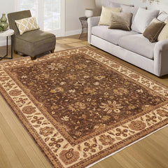 handmade Traditional Kafkaz Brown Beige Hand Knotted RECTANGLE 100% WOOL area rug 9x12