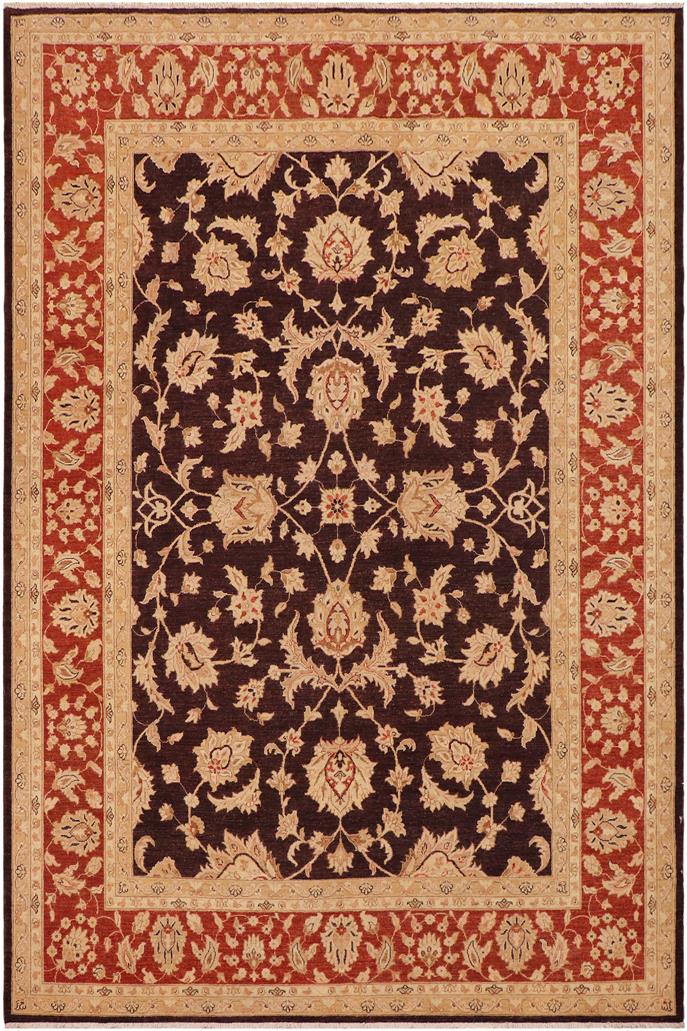 handmade Traditional Kafkaz Aubergine Dull Orange Hand Knotted RECTANGLE 100% WOOL area rug 9 x 12