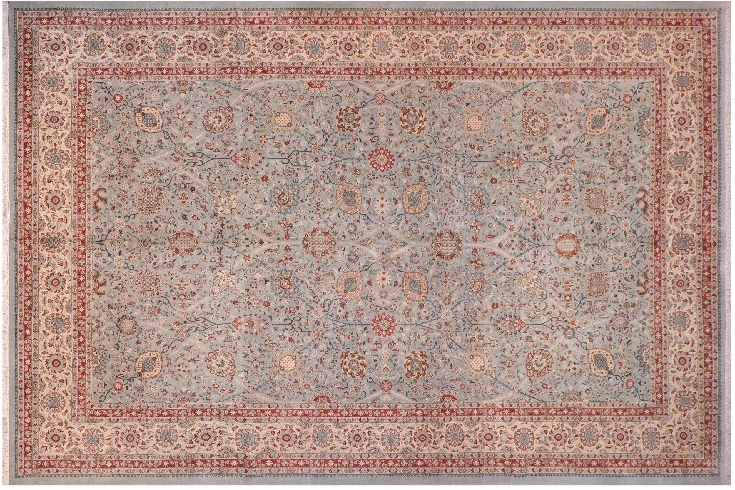 handmade Traditional  Lt. Blue  Hand Knotted  100% WOOL area rug 12' x 18'