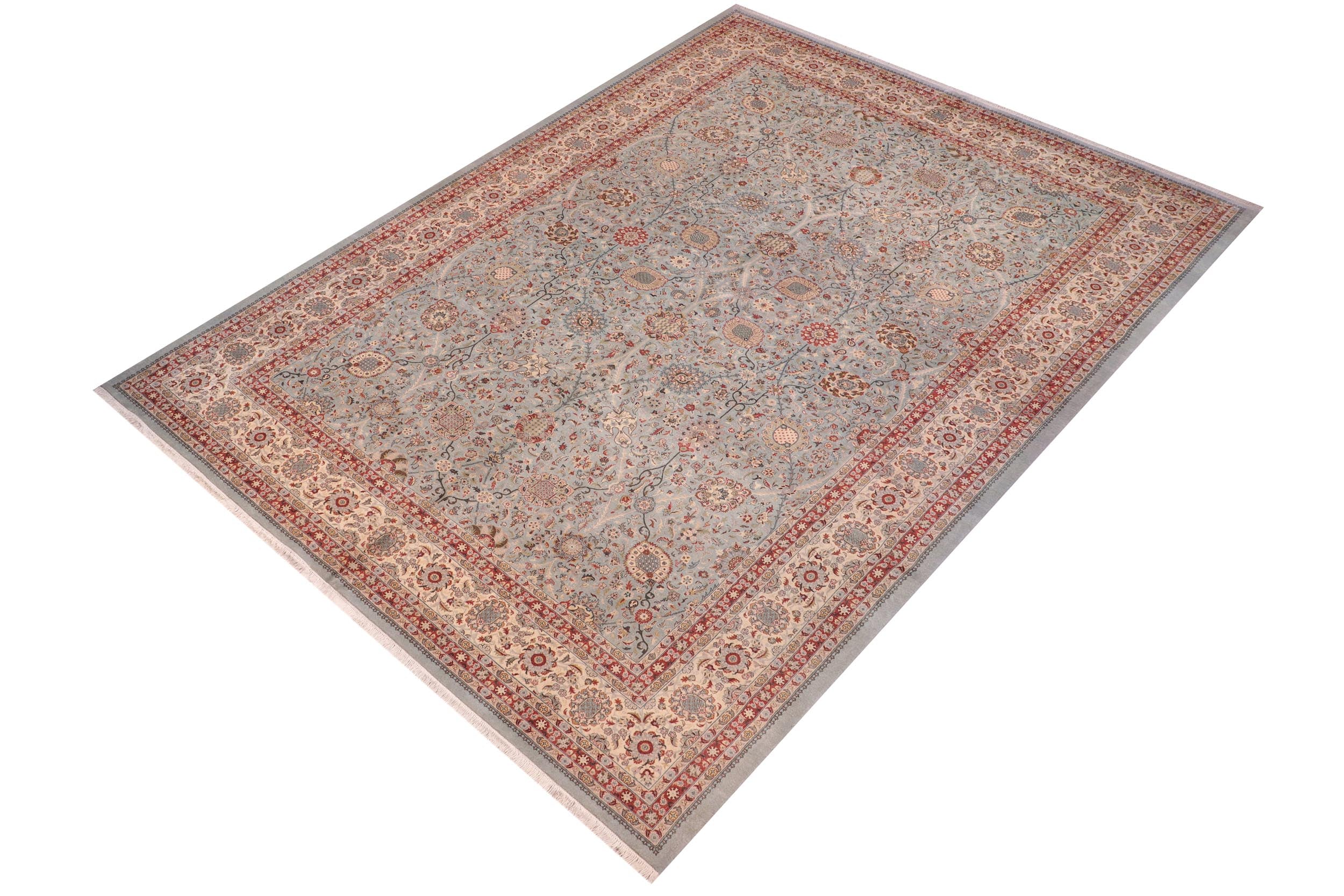 handmade Traditional  Lt. Blue  Hand Knotted  100% WOOL area rug 12' x 18'
