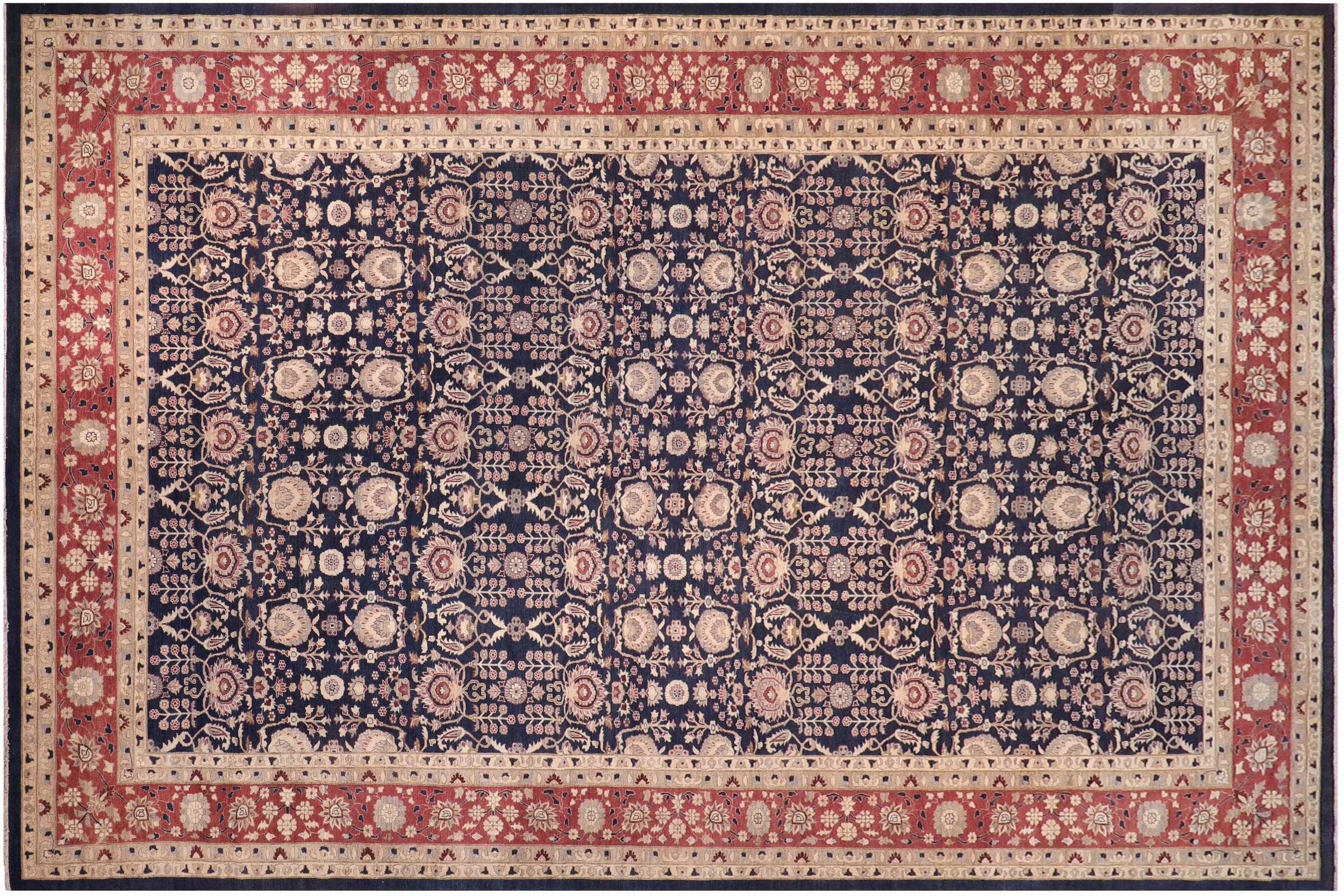 handmade Transitional Kafkaz Blue Rust Hand Knotted RECTANGLE 100% WOOL area rug 13' x 19'