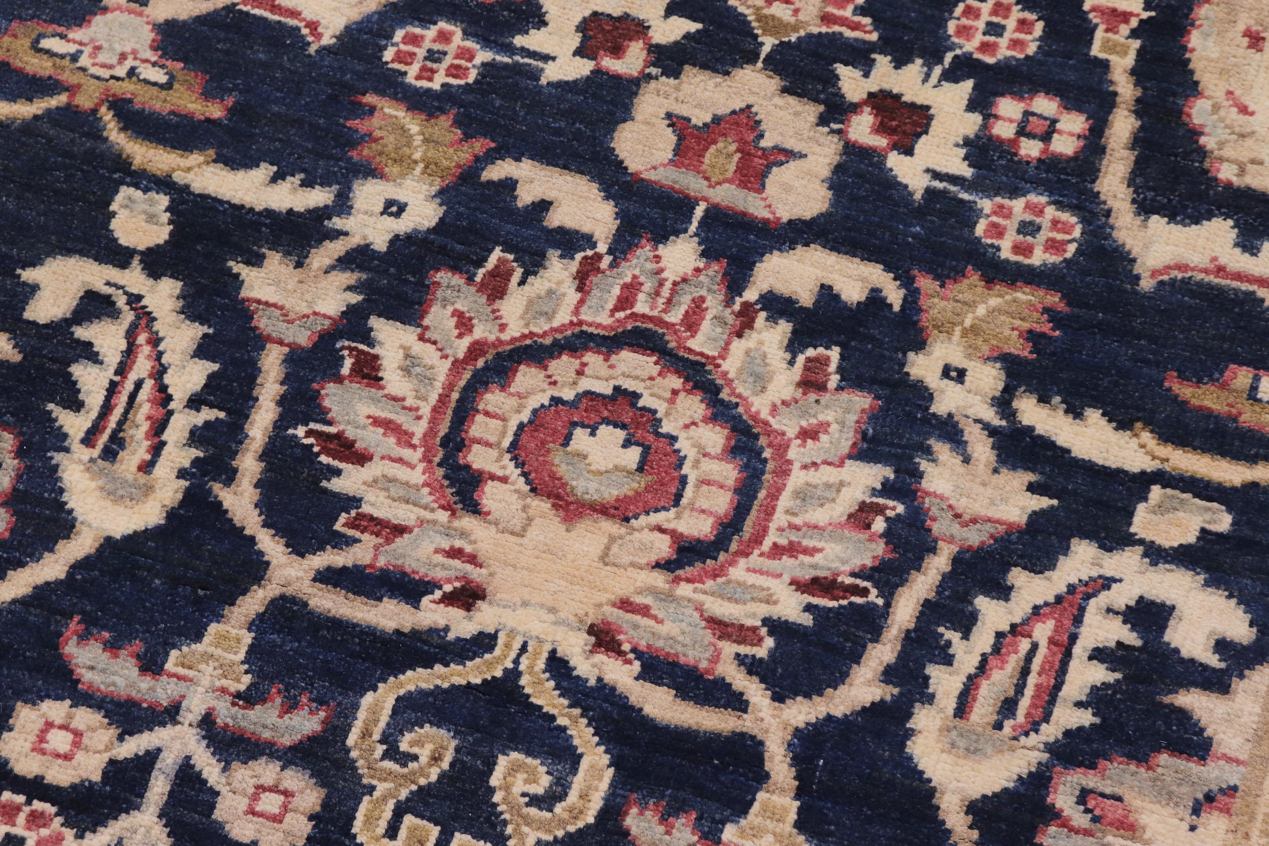 handmade Transitional Kafkaz Blue Rust Hand Knotted RECTANGLE 100% WOOL area rug 13' x 19'