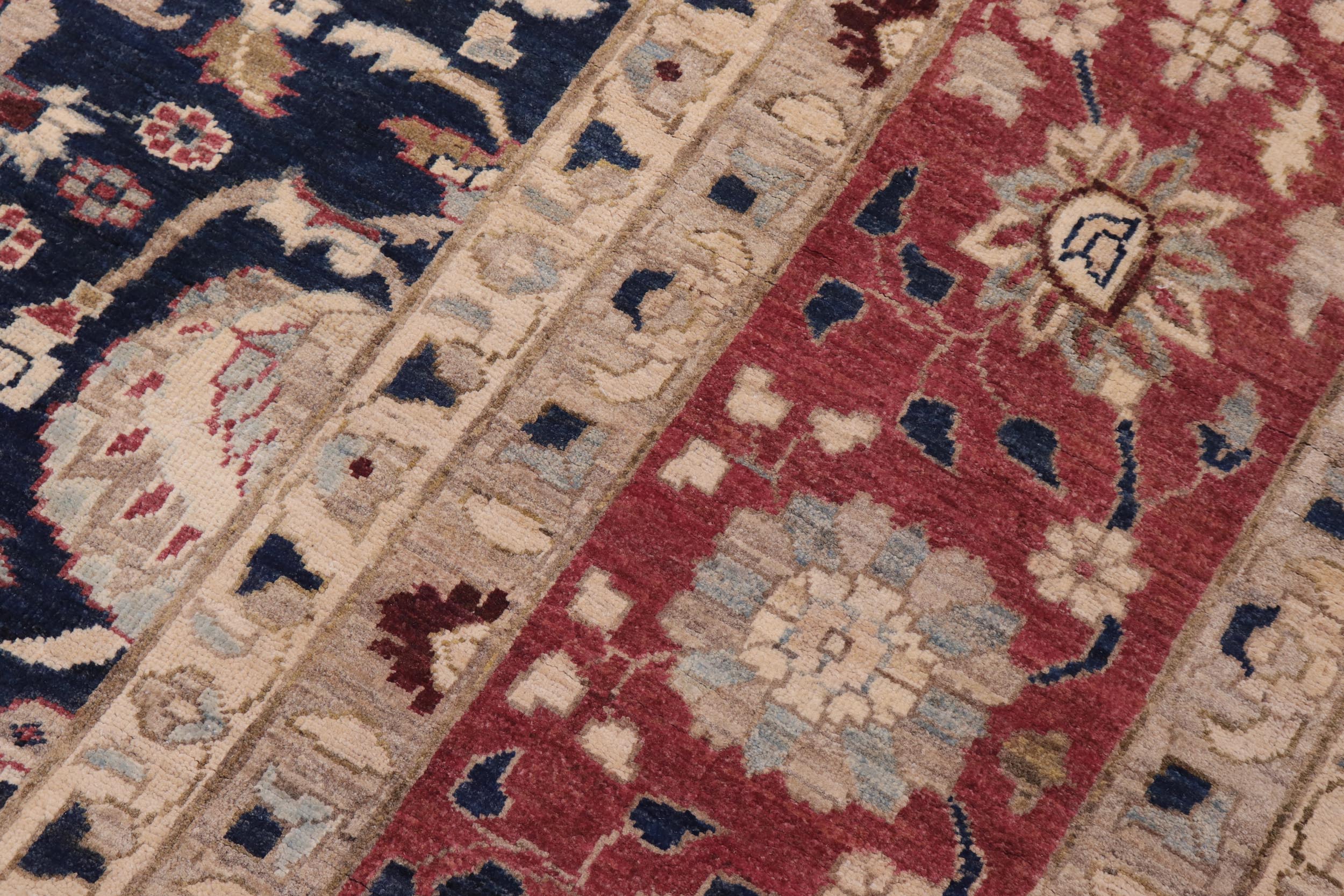 handmade Transitional Kafkaz Blue Rust Hand Knotted RECTANGLE 100% WOOL area rug 13' x 19'