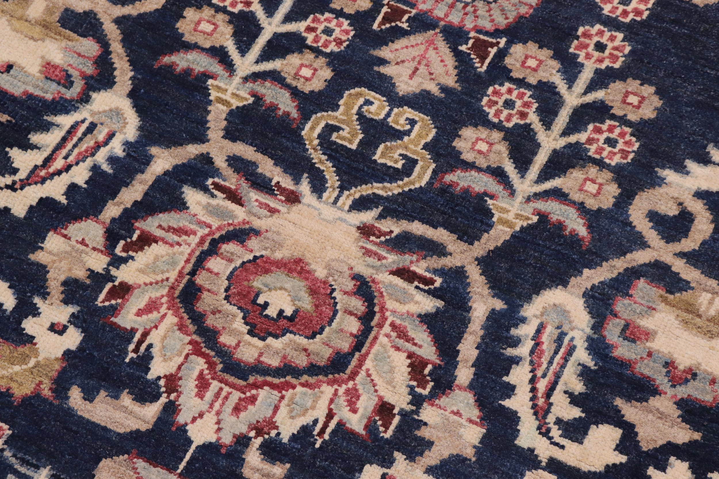 handmade Transitional Kafkaz Blue Rust Hand Knotted RECTANGLE 100% WOOL area rug 13' x 19'