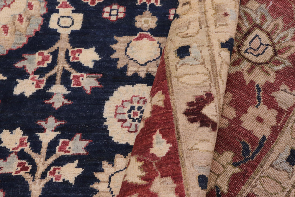 handmade Transitional Kafkaz Blue Rust Hand Knotted RECTANGLE 100% WOOL area rug 13' x 19'