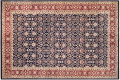 handmade Transitional Kafkaz Blue Rust Hand Knotted RECTANGLE 100% WOOL area rug 13' x 19'