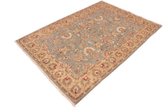 handmade Traditional Kafkaz Lt. Gray Gold Hand Knotted RECTANGLE 100% WOOL area rug 5 x 7