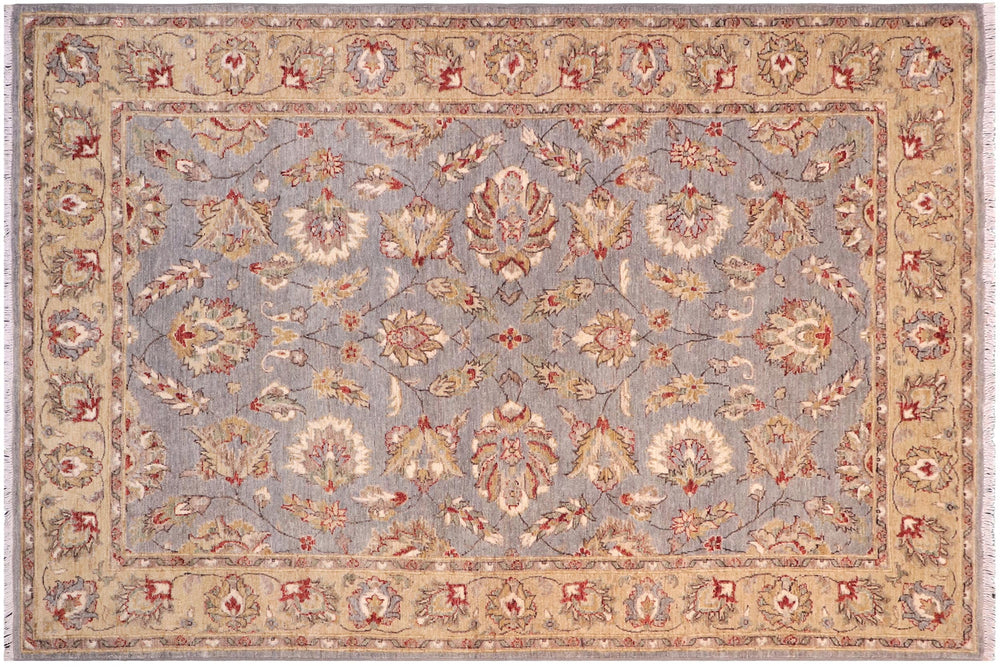 handmade Traditional Kafkaz Lt. Gray Gold Hand Knotted RECTANGLE 100% WOOL area rug 5x7