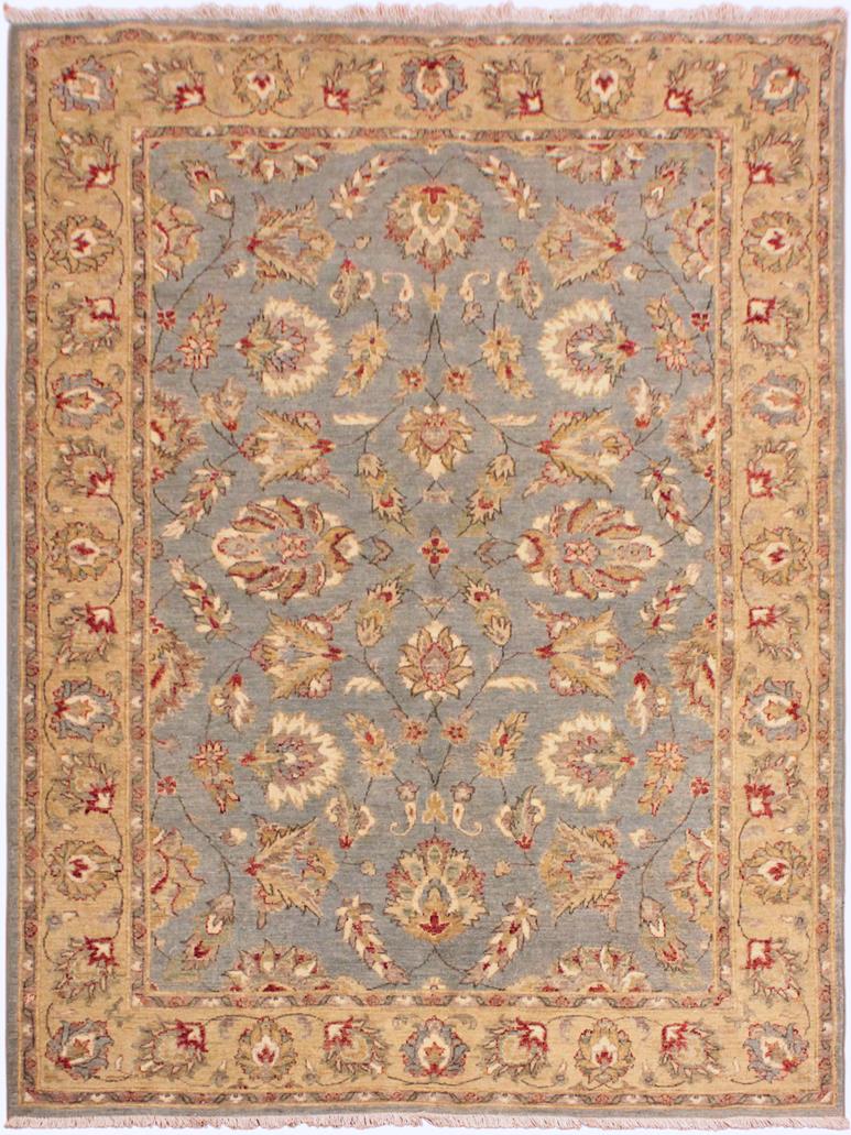 handmade Traditional Kafkaz Lt. Gray Gold Hand Knotted RECTANGLE 100% WOOL area rug 5 x 7