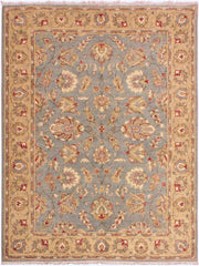 handmade Traditional Kafkaz Lt. Gray Gold Hand Knotted RECTANGLE 100% WOOL area rug 5 x 7