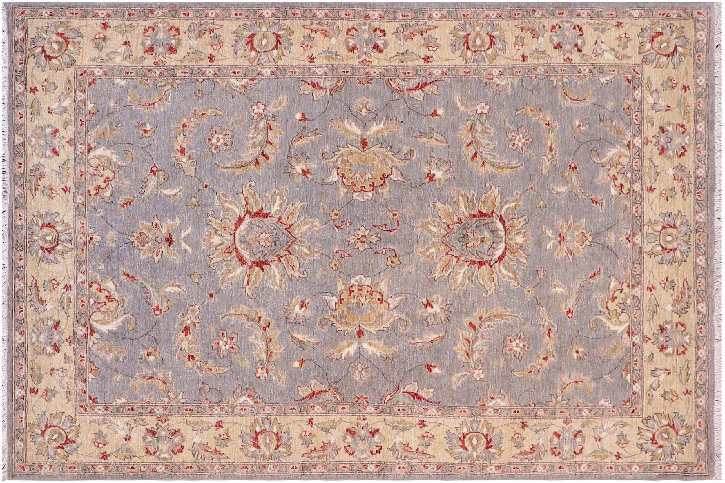 handmade Traditional Kafkaz Lt. Gray Gold Hand Knotted RECTANGLE 100% WOOL area rug 5x7