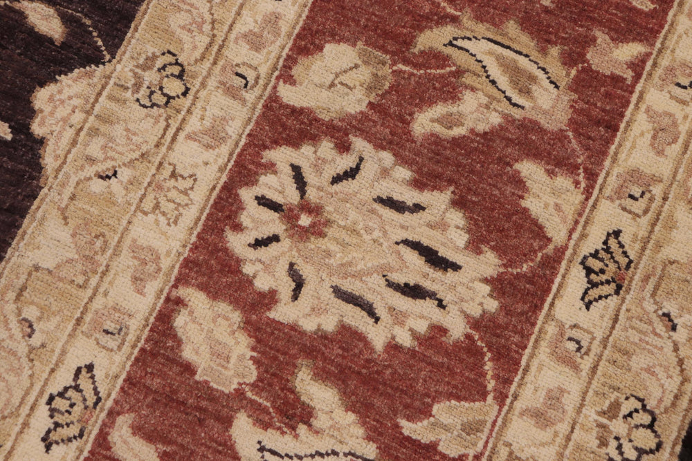 handmade Transitional Kafkaz Aubergine Dull Orange Hand Knotted RECTANGLE 100% WOOL area rug 9' x 12'