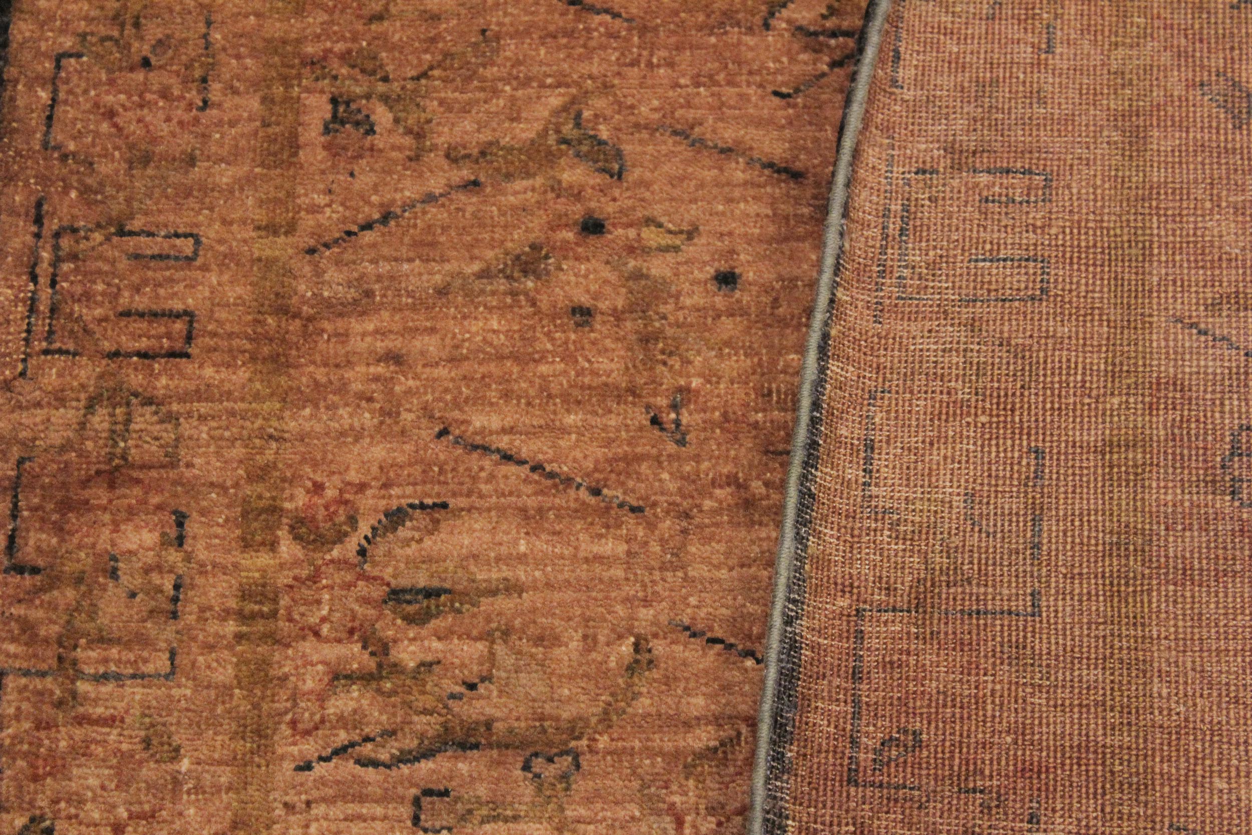 handmade Over Dyed Over Dyed Lt.orange Orange Hand Knotted RECTANGLE 100% WOOL area rug 4' x 6'