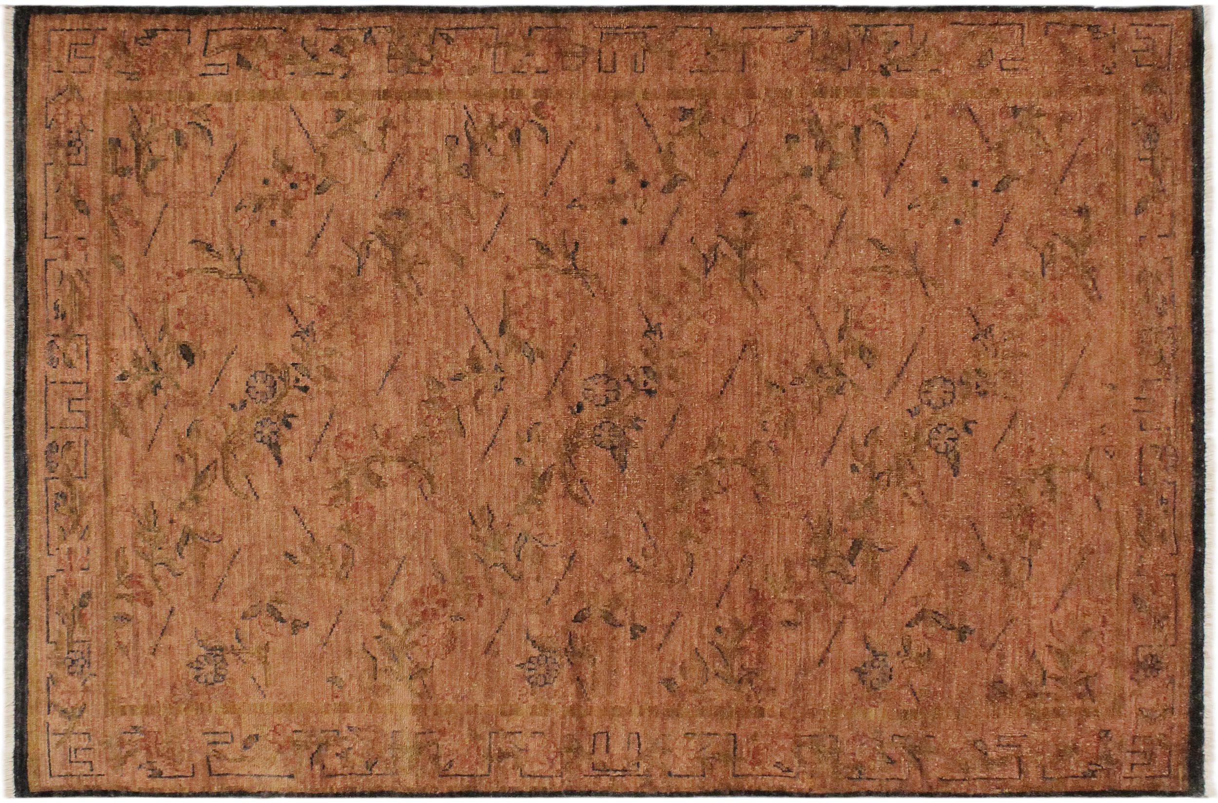 handmade Over Dyed Over Dyed Lt.orange Orange Hand Knotted RECTANGLE 100% WOOL area rug 4' x 6'