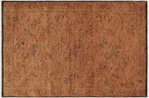 handmade Over Dyed Over Dyed Lt.orange Orange Hand Knotted RECTANGLE 100% WOOL area rug 4' x 6'