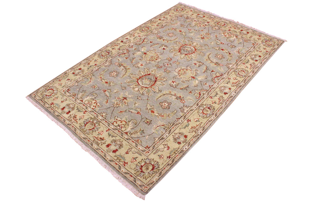 handmade Traditional Kafkaz Gray Blue Hand Knotted RECTANGLE 100% WOOL area rug 4x6