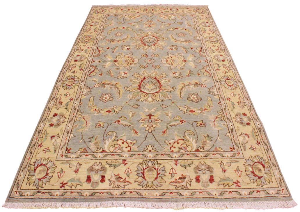 handmade Traditional  Gray Blue Hand Knotted RECTANGLE 100% WOOL area rug 4 x 6