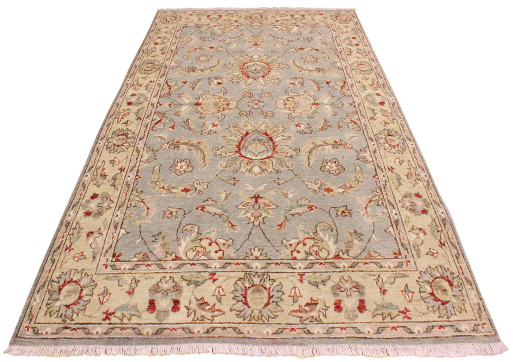 handmade Traditional Kafkaz Gray Blue Hand Knotted RECTANGLE 100% WOOL area rug 4x6