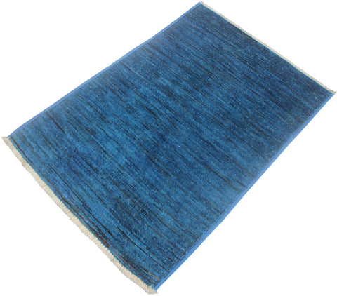 handmade Over Dyed Over Dyed Lt. Blue Red Hand Knotted RECTANGLE 100% WOOL area rug 2' x 3'