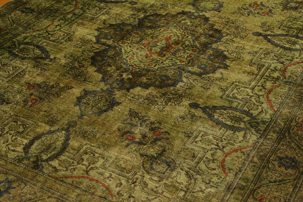 handmade Vintage Vintage Green Gray Hand Knotted RECTANGLE 100% WOOL area rug 10x13