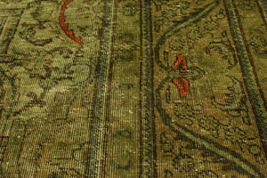 handmade Modern Vintage Green Gray Hand Knotted RECTANGLE 100% WOOL area rug 10' x 13'