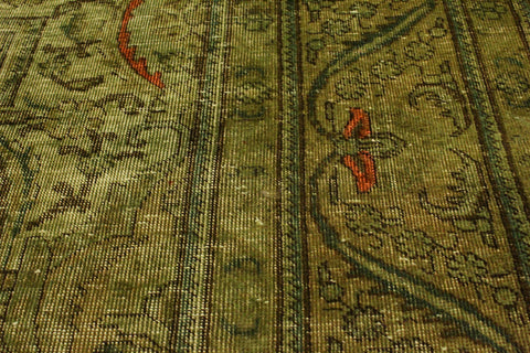 handmade Modern Vintage Green Gray Hand Knotted RECTANGLE 100% WOOL area rug 10' x 13'