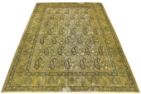 handmade Transitional Vintage Green Brown Hand Knotted RECTANGLE 100% WOOL area rug 8' x 10'