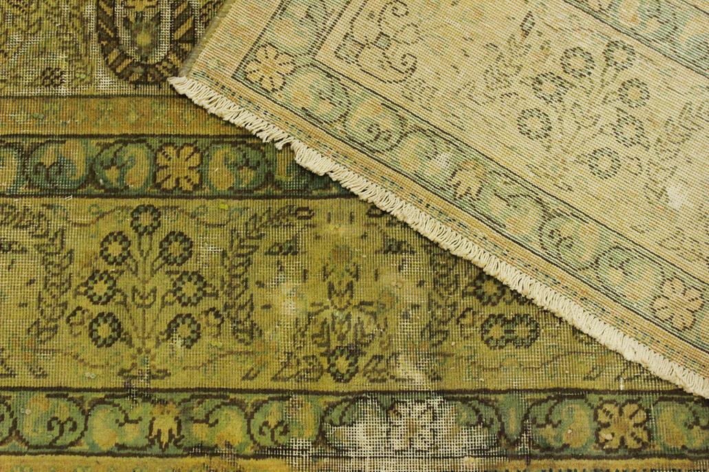 handmade Vintage Vintage Green Brown Hand Knotted RECTANGLE 100% WOOL area rug 8x10