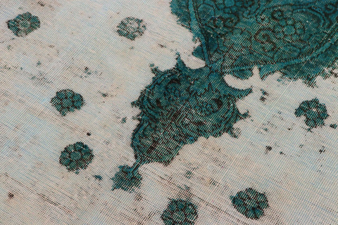 handmade Vintage Vintage Ivory Teal Hand Knotted RECTANGLE 100% WOOL area rug 8' x 11'