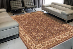 handmade Traditional Kafkaz Brown Beige Hand Knotted RECTANGLE 100% WOOL area rug 9 x 12