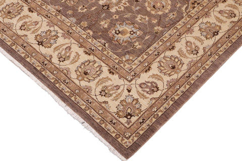 handmade Transitional Kafkaz Brown Beige Hand Knotted RECTANGLE 100% WOOL area rug 9' x 12'