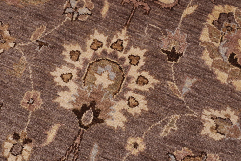 handmade Transitional Kafkaz Brown Beige Hand Knotted RECTANGLE 100% WOOL area rug 9' x 12'