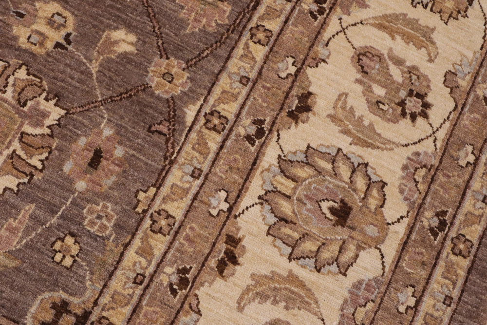 handmade Transitional Kafkaz Brown Beige Hand Knotted RECTANGLE 100% WOOL area rug 9' x 12'